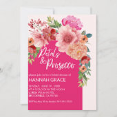 水彩フローラ花びら&プロセッコブライダルシャワー 招待状 (正面)