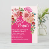 水彩フローラ花びら&プロセッコブライダルシャワー 招待状 (スタンド正面)