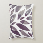水彩フローラ花びら – 紫と灰色 アクセントクッション (正面(垂直))