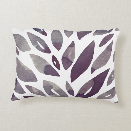 水彩フローラ花びら – 紫と灰色 アクセントクッション (裏面)