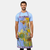 水彩フローラ花カラフルエプロン エプロン (着用した状態)