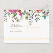 水彩フローラ花モダン保存日 案内ポストカード (裏面)