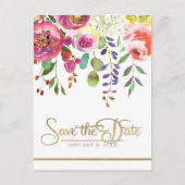 水彩フローラ花モダン保存日 案内ポストカード (正面)