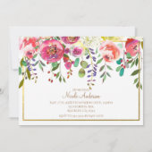 水彩フローラ花モダン誕生会 招待状 (裏面)