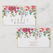 水彩フローラ花モダン金ゴールド 名刺 (正面/裏面)