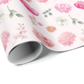 水彩フローラ花嫁イン開花ブライダルシャワー ラッピングペーパー (ロールコーナー)