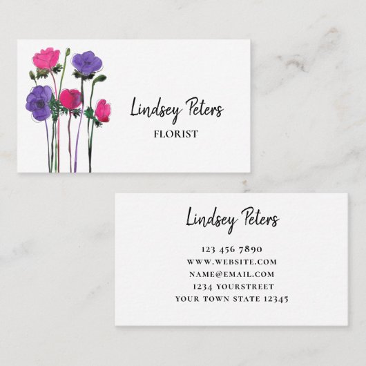 水彩フローラ花屋 名刺 (正面/裏面)