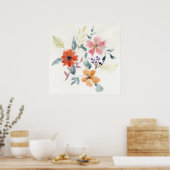 水彩フローラ芸術 |ハンドア色彩の鮮やかート ポスター (キッチン)