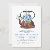 水彩フローラ茶パーティーブライダルシャワー 招待状 (正面)