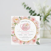 水彩フローラ茶パーティーベビーシャワー招待状 招待状 (スタンド正面)