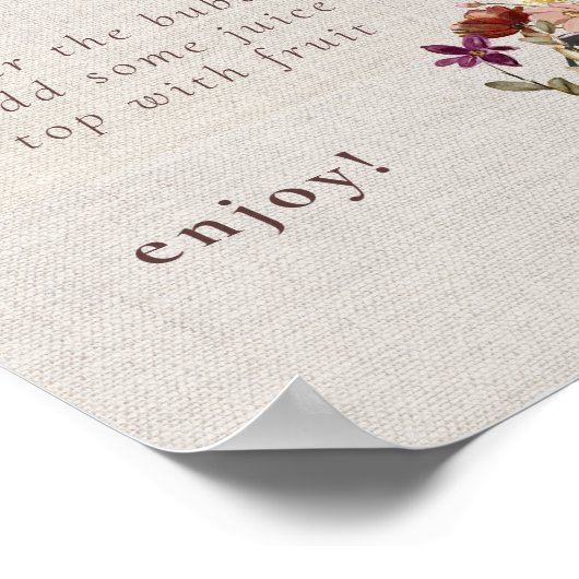 水彩フローラ茶パーティーミモサバー標識 ポスター (角)