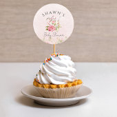 水彩フローラ茶パーティー赤ちゃんシャワー ラウンドシール