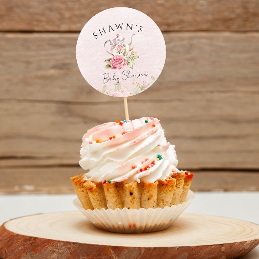 水彩フローラ茶パーティー赤ちゃんシャワー ラウンドシール