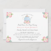 水彩フローラ茶パーティー |ブライダルシャワー 招待状 (正面)