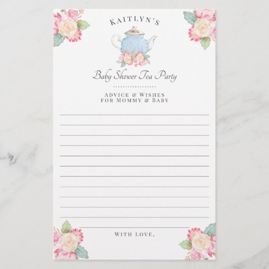 水彩フローラ茶パーティー |ベビーシャワーアドバイス (正面)