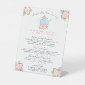 水彩フローラ茶パーティー |ベビーシャワーメニュー 台座サイン (正面)