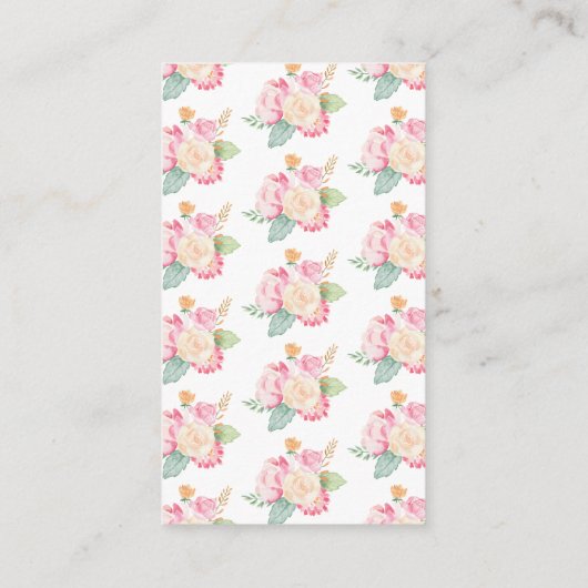 水彩フローラ茶パーティー |赤ちゃんシャワーおむつ エンクロージャーカード (裏面)