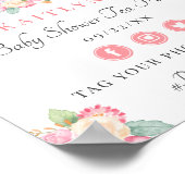 水彩フローラ茶パーティー |赤ちゃんシャワーへようこそ ポスター (角)