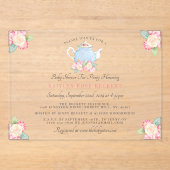 水彩フローラ茶パーティー |赤ちゃんシャワー アクリル招待状 (正面)