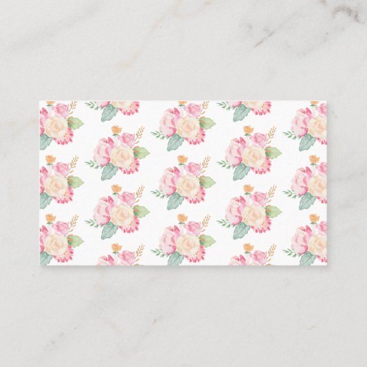 水彩フローラ茶パーティー |赤ちゃんシャワー プレイスカード (裏面)