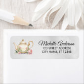 水彩フローラ茶ポット差出人住所ラベル ラベル (インサイチュ)