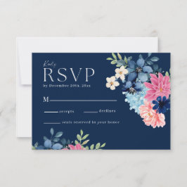 水彩フローラ葉のパステル結婚ズ 出欠カード