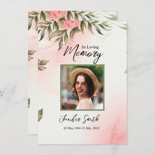 水彩フローラ葬儀祈りの言葉カード (正面/裏面)