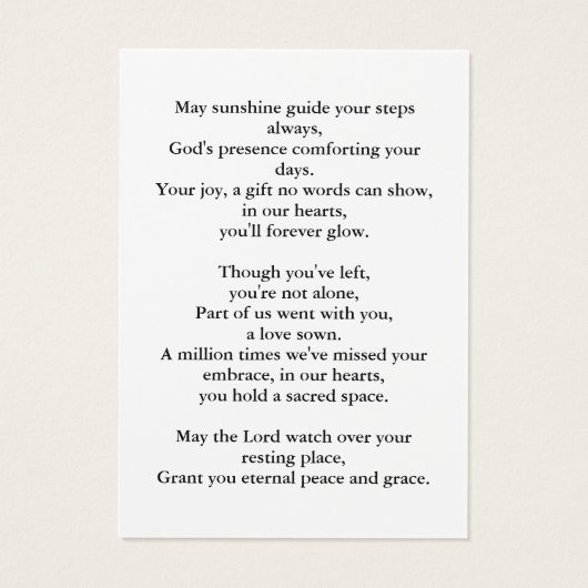 水彩フローラ葬儀記念祈りの言葉カード (裏面)