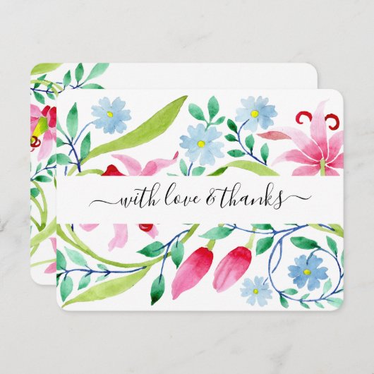 水彩フローラ葬儀 サンキューカード (正面/裏面)