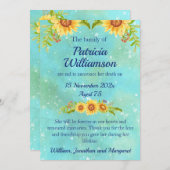 水彩フローラ葬祭デスノートブルー 案内状 (正面/裏面)