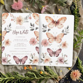 水彩フローラ蝶ブライダルシャワーカスタム 招待状