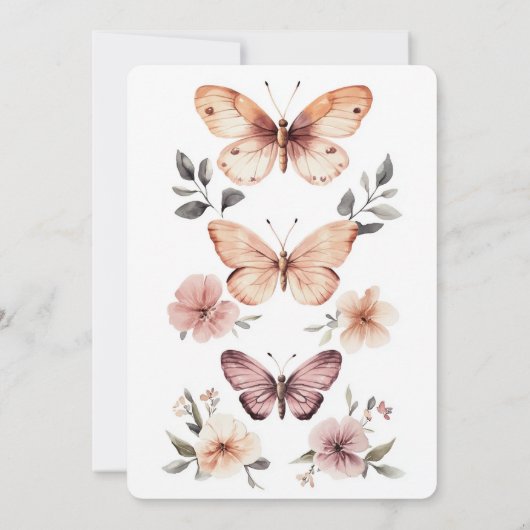 水彩フローラ蝶ブライダルシャワーカスタム 招待状 (裏面)