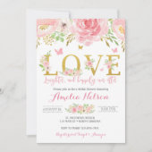 水彩フローラ蝶ブライダルシャワー招待状 招待状 (正面)