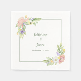 水彩フローラ蝶結婚ズ&婚約 スタンダードカクテルナプキン