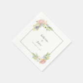 水彩フローラ蝶結婚ズ&婚約 スタンダードカクテルナプキン (角)