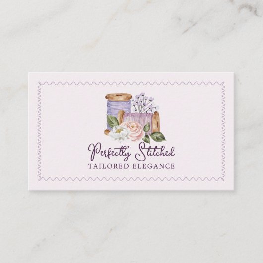 水彩フローラ裁縫木製スプールテーラー 名刺 (正面)