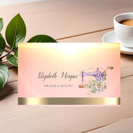 水彩フローラ裁縫機金ゴールド 名刺