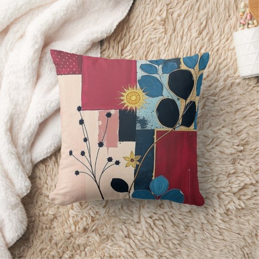 水彩フローラ装飾用クッションエレガントモダン- Bo クッション (ブランケット)