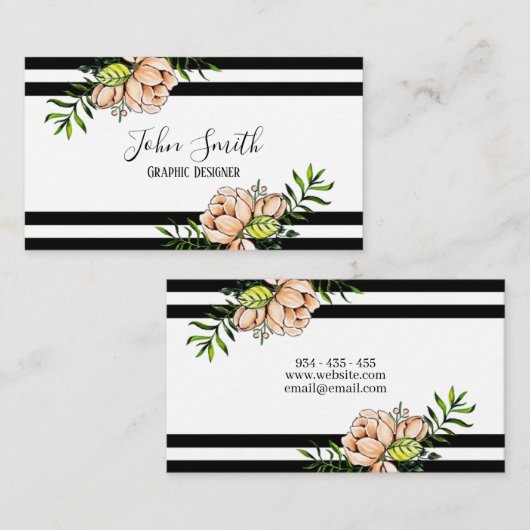 水彩フローラ訪問カード事業カード 名刺 (正面/裏面)