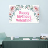 水彩フローラ誕生日ウェルカムバナー 横断幕 (トレードショー)