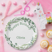 水彩フローラ誕生日パーティー ペーパープレート (パーティー)