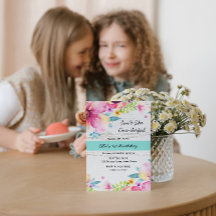 水彩フローラ誕生日招待状