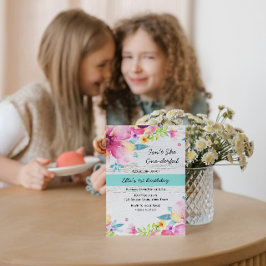 水彩フローラ誕生日招待状 招待状