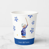 水彩フローラ誕生日 紙コップ (正面)