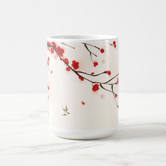 水彩フローラ赤さくらんぼの花パーソナライズされた コーヒーマグカップ (中央)