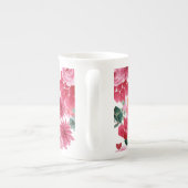 水彩フローラ赤とピンクの花 ボーンチャイナマグカップ (裏面)