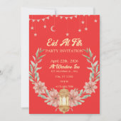 水彩フローラ赤の背景 招待状 (正面)