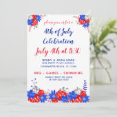 水彩フローラ赤白青モダン招待状 招待状 (スタンド正面)