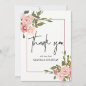 水彩フローラ赤面とバラ金ゴールドありがとう サンキューカード (正面)