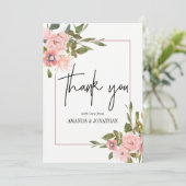 水彩フローラ赤面とバラ金ゴールドありがとう サンキューカード (スタンド正面)